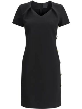 Givenchy Black with Gold Button-detail punto-milano mini dress